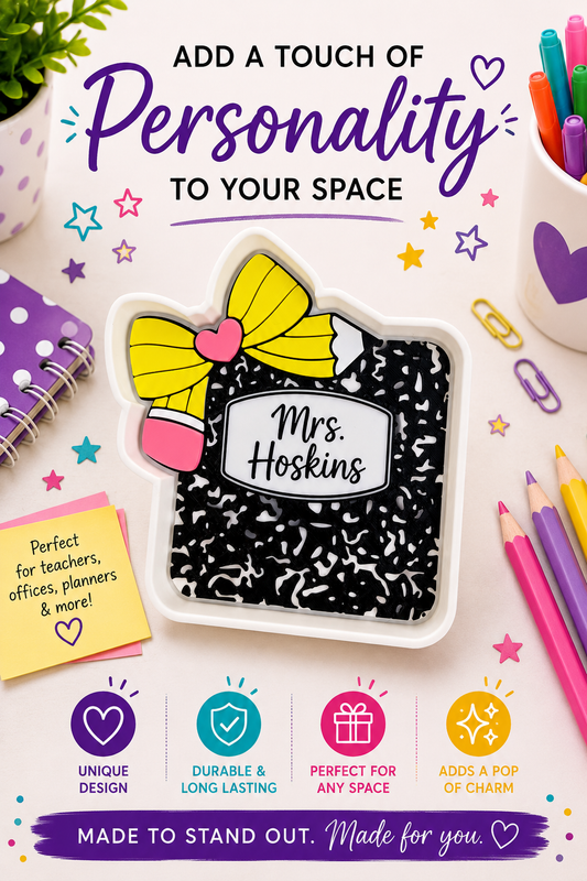 Personalized Teacher Composition Book Trinket Dish (3D Printed)